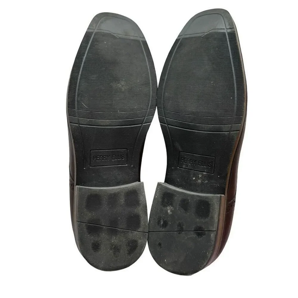 Perry Ellis Men's Brown Oxford Dress Shoes Size 11 Lace Up